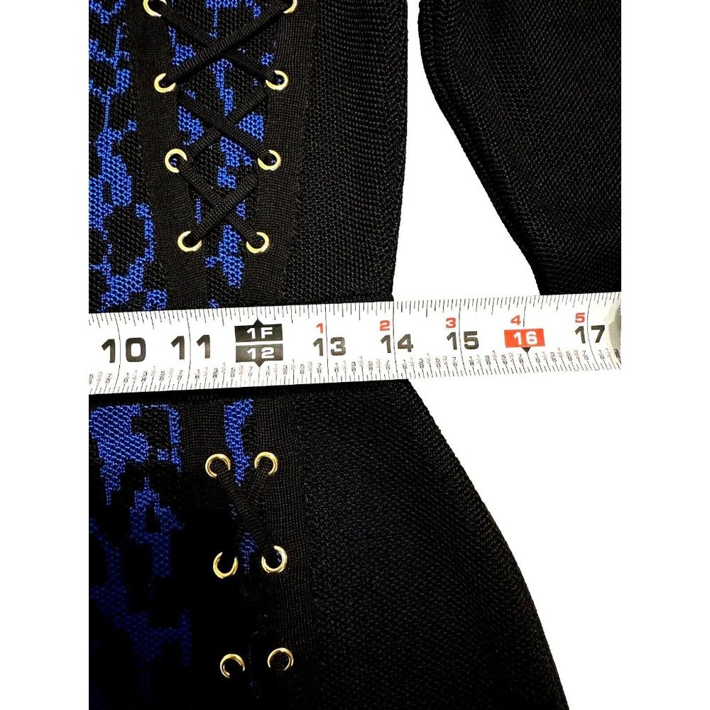 Balmain Blue and Black Mini Dress - Picture 10 of 16